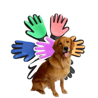 Deliwear free sample Pet fur shed mitt brush logo custom nylon Mesh Massage horse clean glove for household Dog & Cat shedding